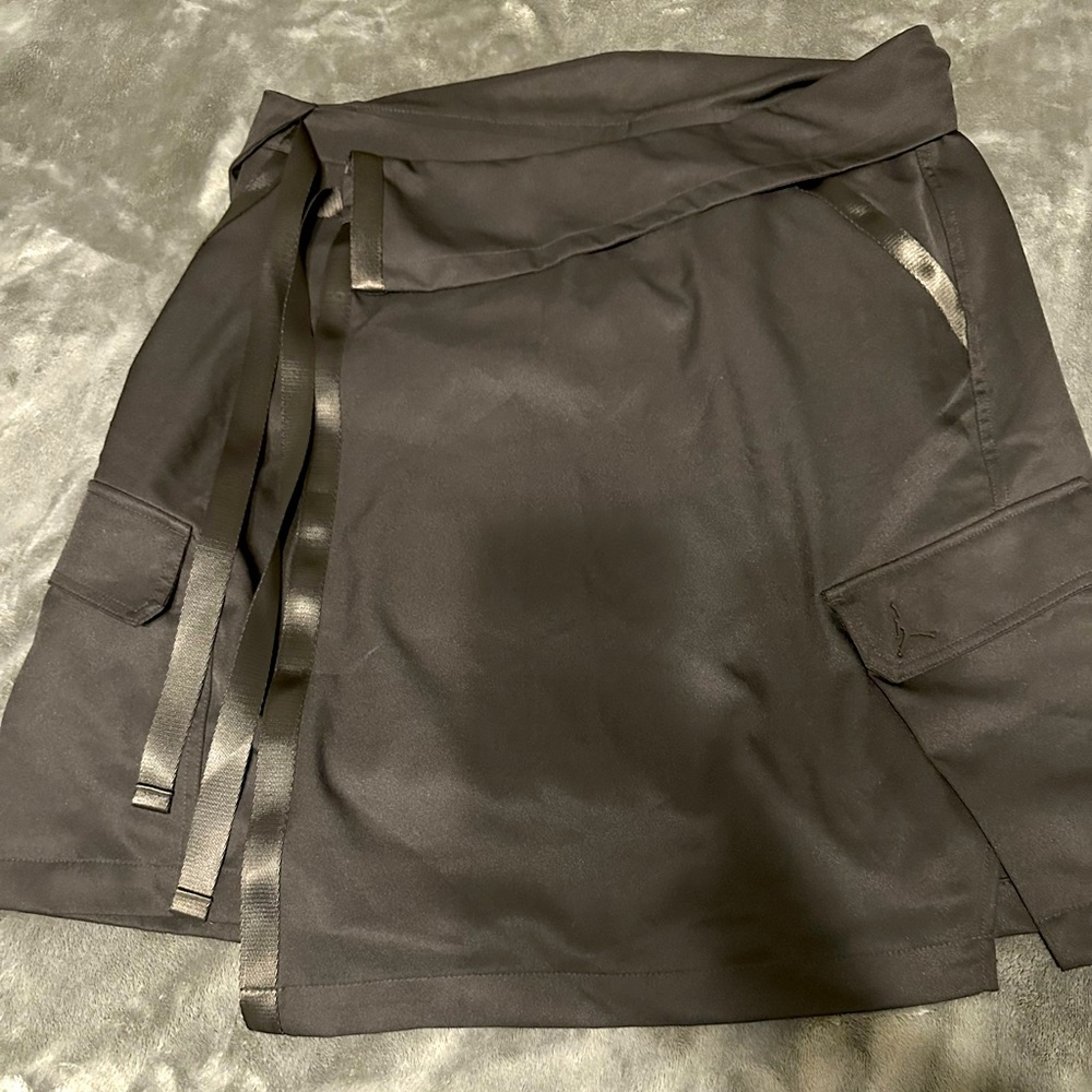 Black Jordan wrap around skirt with back slit and side slit